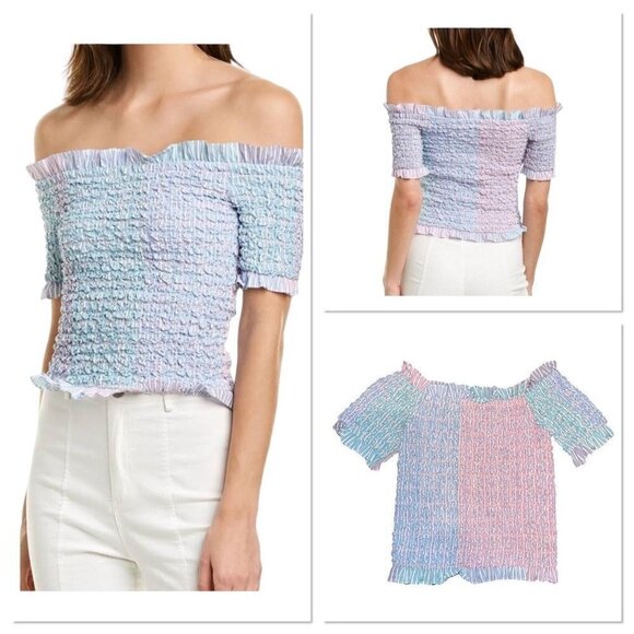 Petersyn Kinsey Smocked Off-The-Shoulder Top Cocktail NEW NWT Reg‎ $238 Size S - Picture 1 of 9